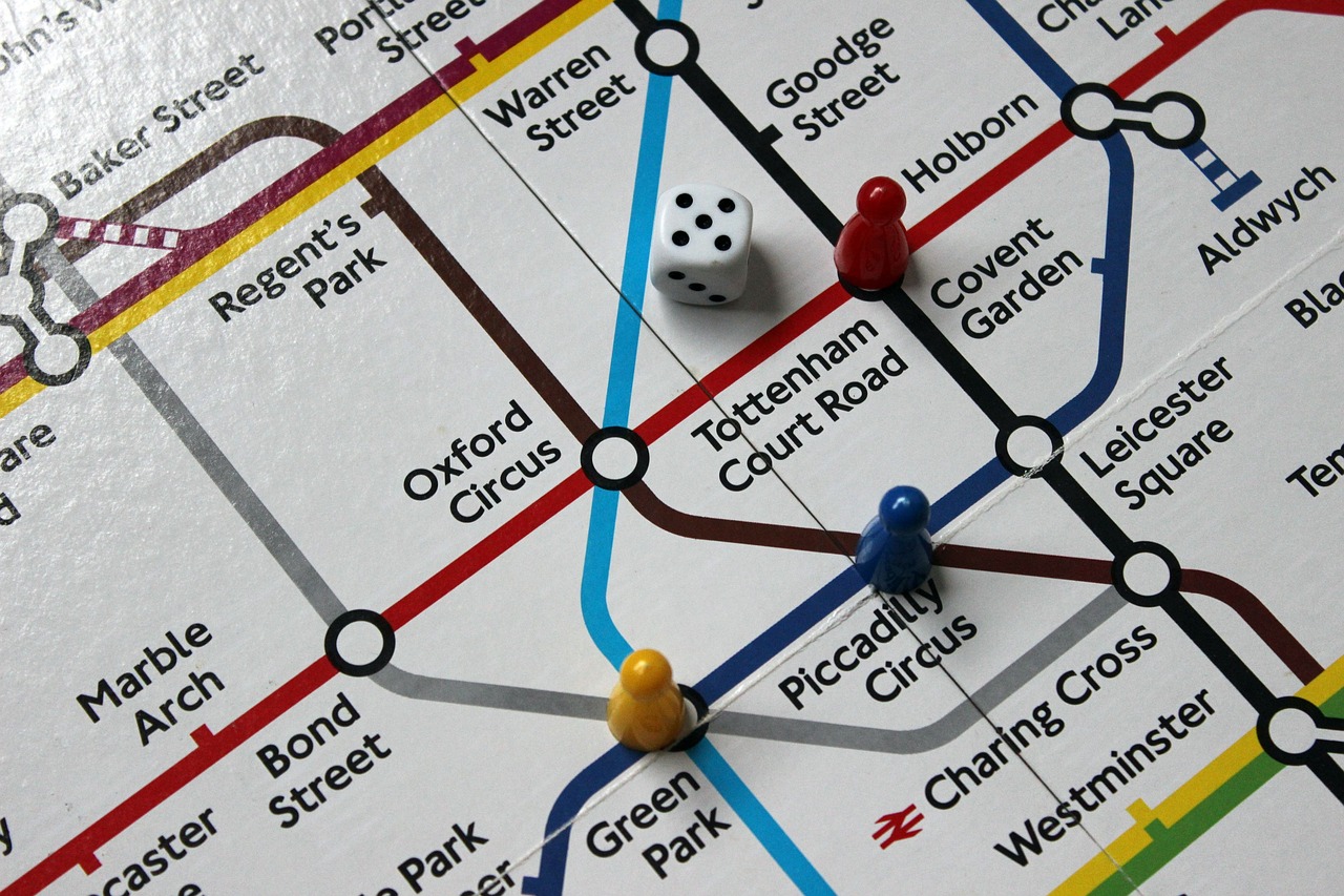 Underground metro map, showing navigation between stations.